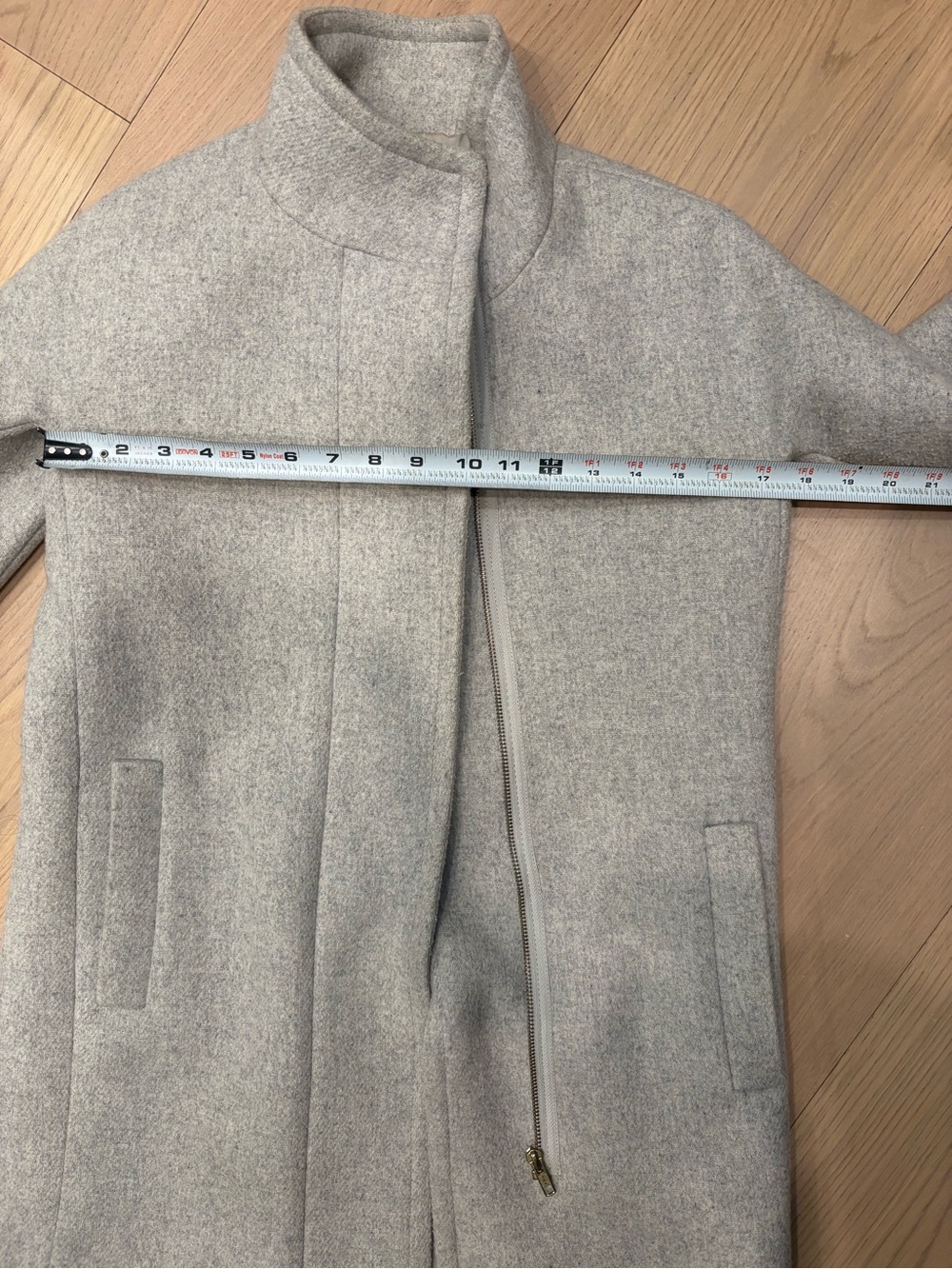 J. Crew Light Gray Wool-Blend Stand Collar Trench Coat - Picture 5 of 6
